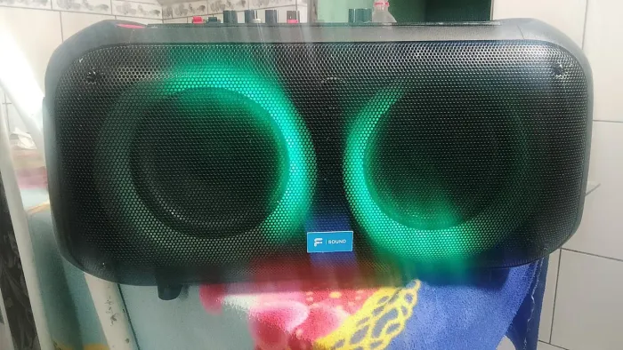 Caixa De Som Com Microfone E Controle Led Fs-1068 800w Preto