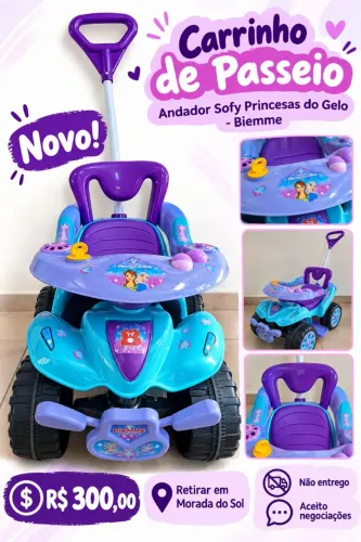 Andador Quadriciclo Infantil Biemme com Empurrador