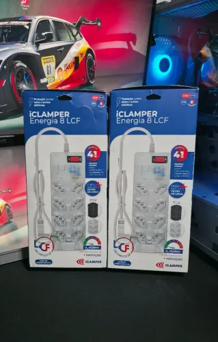 Filtro De Linha DPS iClamper Energia 8 Tomadas 10A Bivolt Protetor Contra Raios e Surtos
