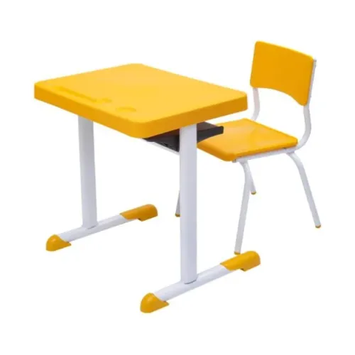 Kit Escolar Infantil Mesa Cadeira 06 a 09 Anos Amarelo Alta Durabilidade 41083 Oferta
