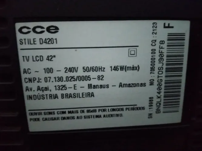 TV CCE LCD STILE D 420 1+ ANTENA AQUARIUS NOVA NA CAIXA