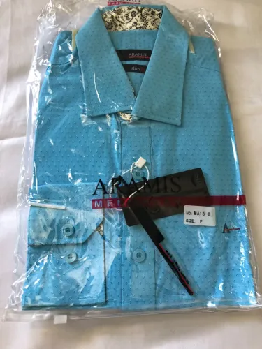 Camisa social aramis azul preto e cinza