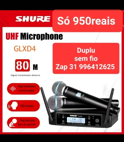 Microfone DUPLU sem fio SHURE glx4 58A Beta NOVO