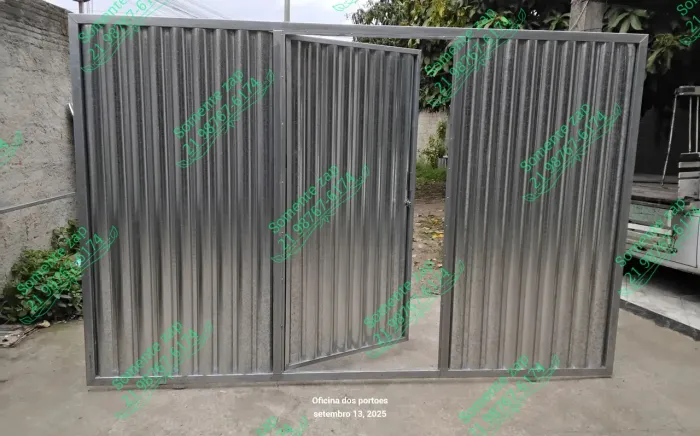 Portao garagem galvanizado 2,10 X 3,00 com social . Modelo EcoSlim