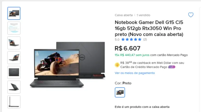 Notebook Gamer Dell G15 | 16GB RAM | SSD NVMe 512GB | RTX 3050 | Tela 120HZ