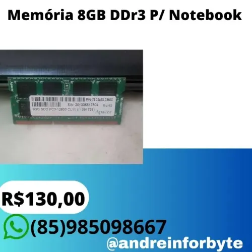 Memória 8GB DDr3 P/ Notebook