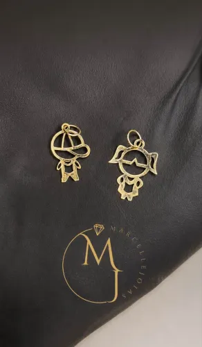 Pingente menino e menina Ouro 18k
