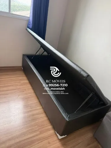 Cama box estruturada Baú Tamanho individual 88x1.88 Blindado com Pistão a Gás