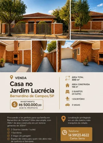Casa em Bernardino de Campos, 3 quartos