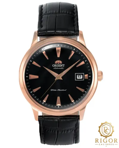 Relógio Orient Bambino Automático Classic TAC00001B0 Caixa em Ouro Rosê Pulseira de Couro