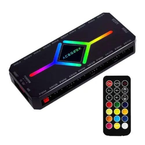 Controladora Acegeek Hub10, 10 Portas ARGB 3 pinos, 10 Portas PWM 4 pinos, Nova, Lacrada