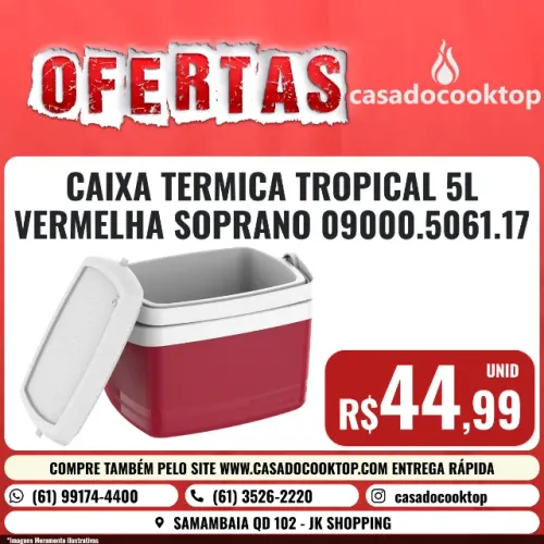 CAIXA TERMICA TROPICAL 5L VERMELHA SOPRANO 09000.5061.17