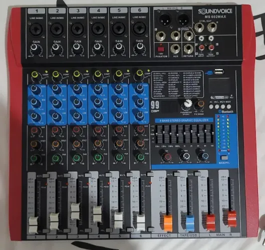 Mesa de Som Soundvoice Ms602 Max Usb Efx Interface Bluetooth