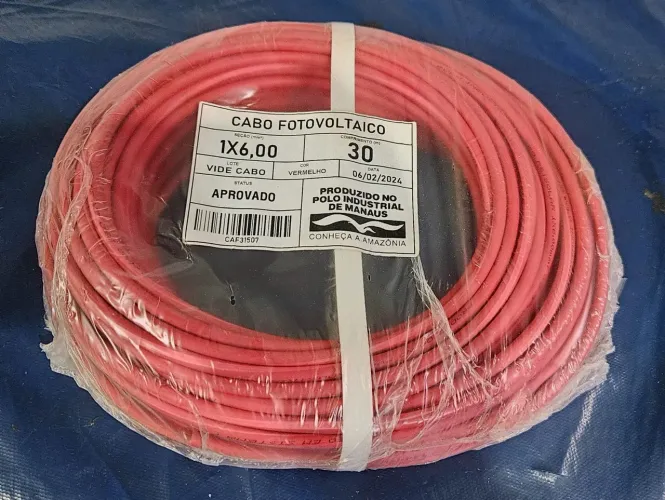Cabo fotovoltaico 6mm preto e vermelho 80m