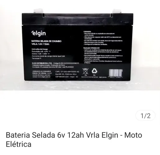 Bateria Elgin 6v e 12ah