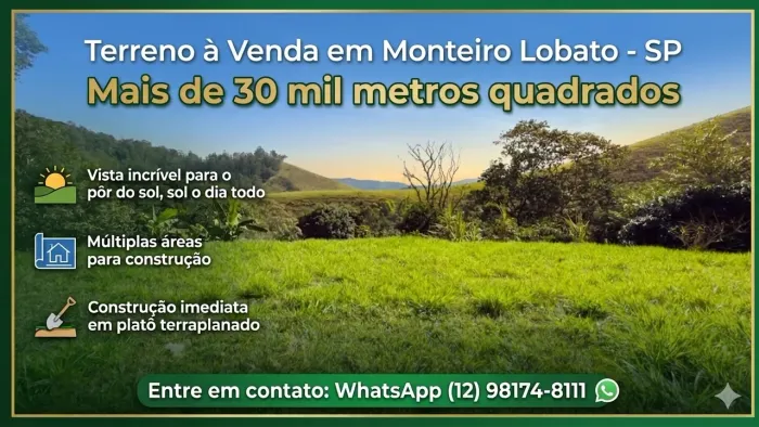 Terreno de 30 mil metros quadrados em Monteiro Lobato - Pronto para Construir