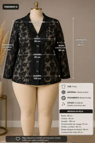 Blusa Preta de Renda Feminina Elegante