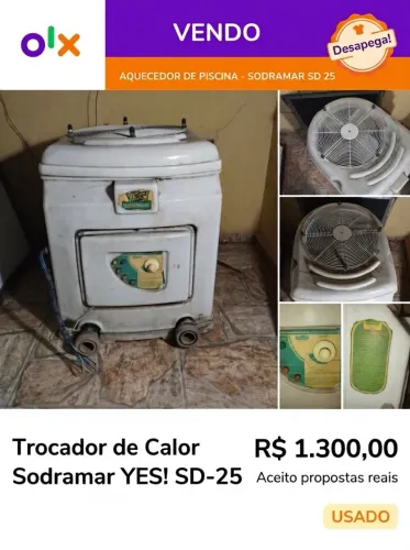 Trocador de Calor / Aquecedor de Piscina Sodramar SD 25 (Para peças ou conserto)