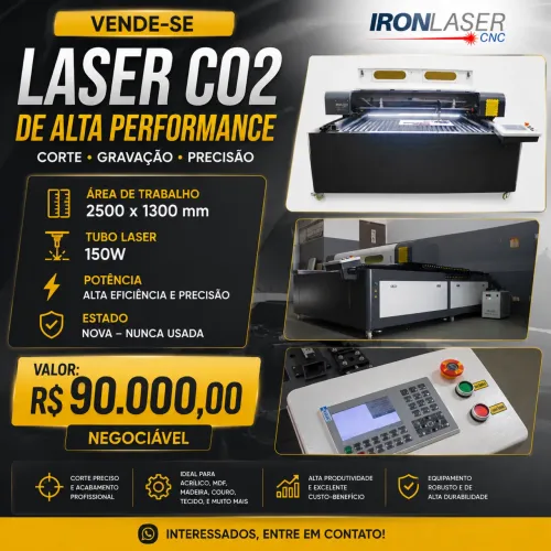 Laser CO2, Tamanho 2500x1300, tubo de 150w