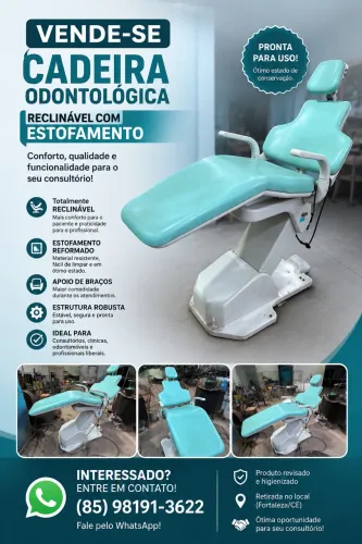 VENDE-SE cadeira odontológica reclinável com estofamento 