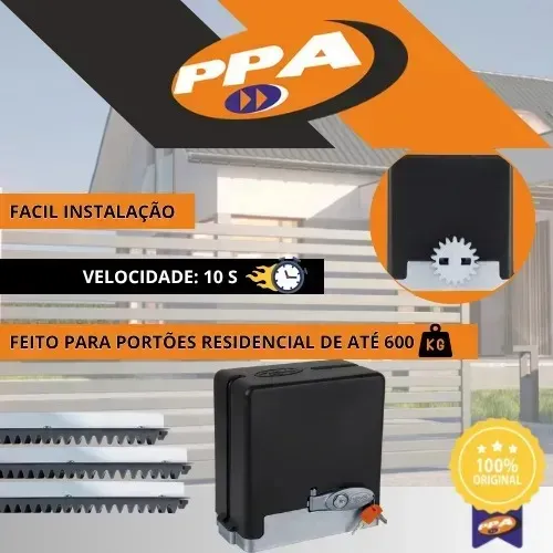 Motor de portão Eletrônico PPA rápido 8/10 seg, 600 KG, instalado.