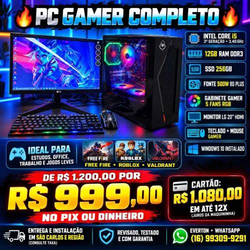 Pc Completo Core i5 3 Geração 12Gb + Ssd, Seminovo com garantia
