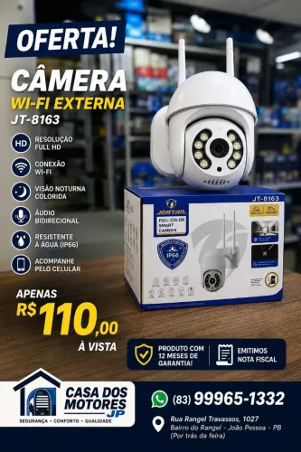Câmera de segurança Wi-Fi Externa Jortan JT-8163 - Full HD - Visão Noturna - 360°