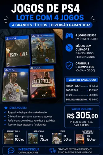 vende-se lote e jogos separados de ps4
