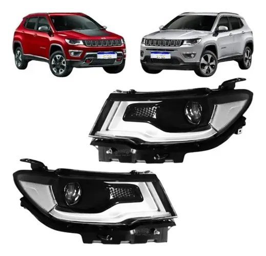 Par Farol Jeep Compass 2017 2018 2019 2020 2021 Com Led Novo Ambos Lados