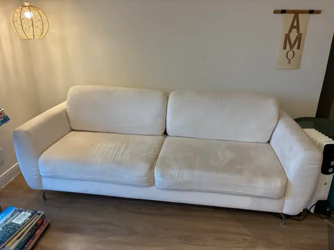 Sofá suede offwhite 210x90cm