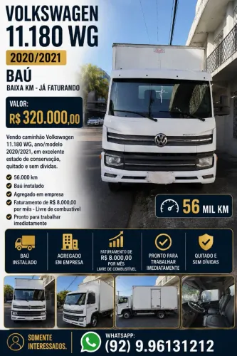 *Volkswagen 11.180 WG 2020/2021 | BAÚ | 56 MIL KM | JÁ FATURANDO