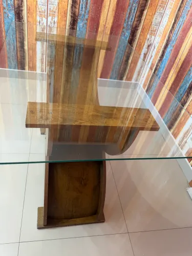 Mesa de Jantar 1,20 x 0,80 com Tampo de Vidro + 4 Cadeiras
