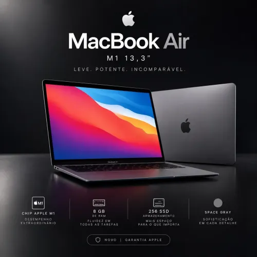 MacBook Air M1 NOVO (sem uso) 256GB SSD 8GB Ram - Space gray