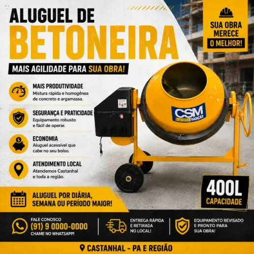 Aluguel de Betoneira CSM 400L