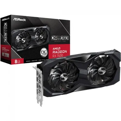 Placa de Vídeo RX 7600 8GB GDDR6 ASRock Challenger OC Dual Fan