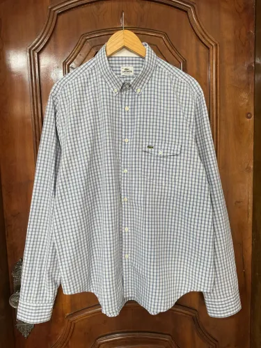 camisa lacoste regular fit xadrez xxg