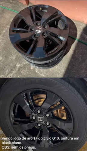 Rodas 17 do Honda Civic G10 sem Pneus, pintadas no black piano!