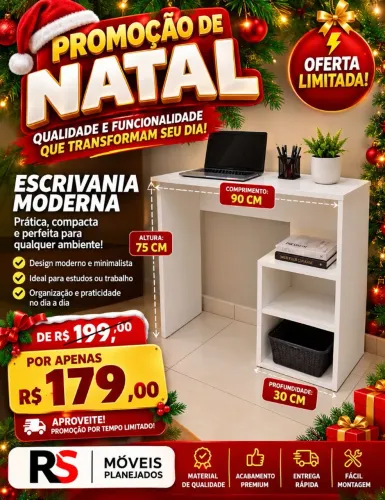 Escrivaninha em MDF promoção de Natal