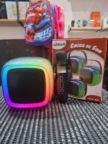 Caixa de som + microfone 