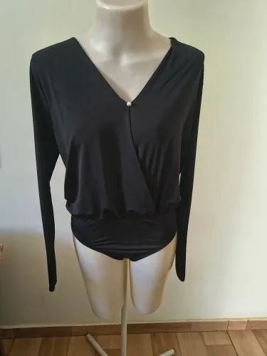 Body Manga Longa Maria Flora Preto 