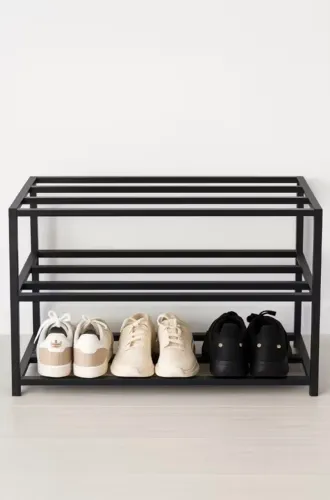 Sapateira 3 Prateleiras - Metalon Preto