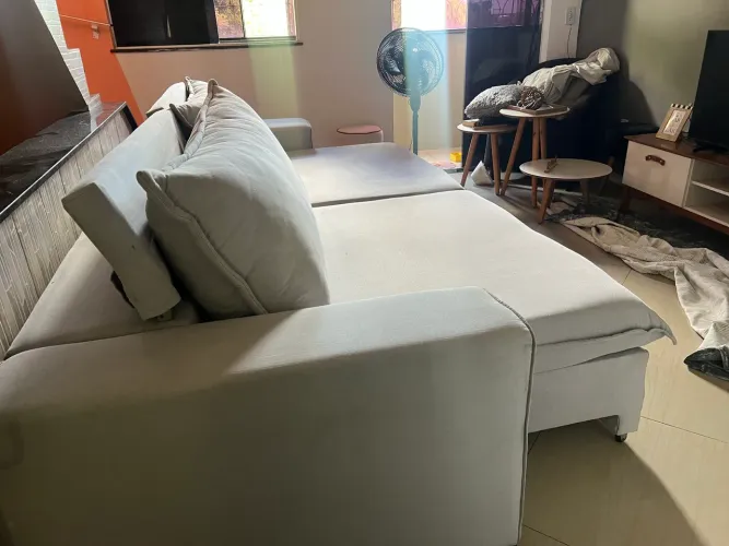 Sofá lar shopping 3 metros m sem avarias em linho 