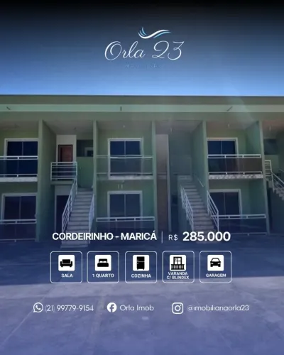 CORDEIRINHO, ORLA 23 IMOBILIÁRIA, VENDE! Linda casas tipo apartamento pé na areia