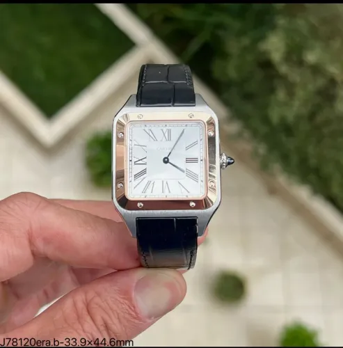 Relógio Cartier Santos Silver Crocodile ETA Suíço Exclusivo