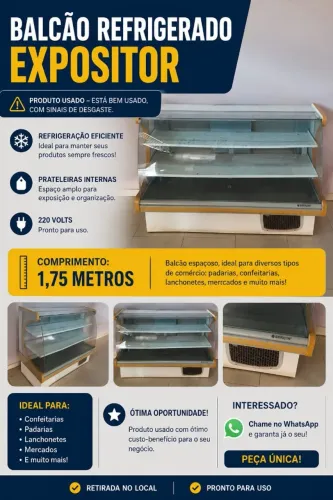Balcão Refrigerado Gelopar - 1,75m - 220V - Expositor Comercial - Grande e Espaçoso
