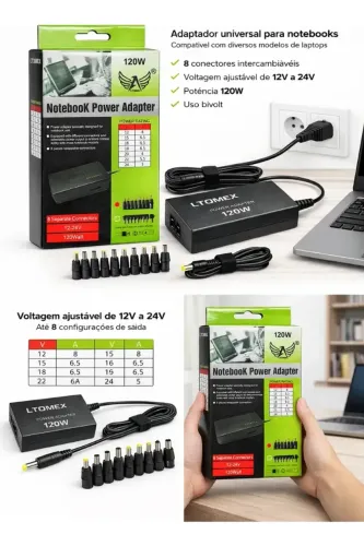 Fonte Universal Notebook Altomex 120w Bivolte 9 Conectores