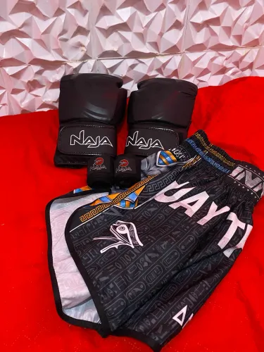 KIT LUVA BLACK NAJA MUAY THAI / SHORT ANÚBIS