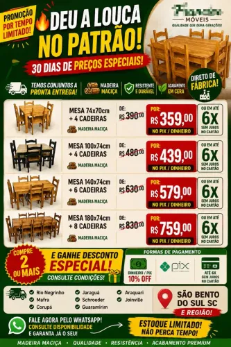 Mesa + cadeiras Madeira maciça Novas direto fábrica pronta entrega cozinha sala jantar