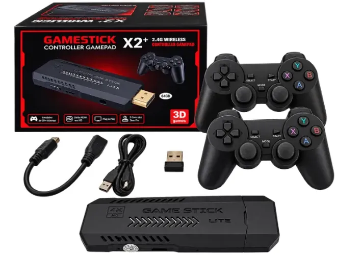 Game Stick Retro X2, 64GB, 35000 Jogos + 2 Controles Sem Fio