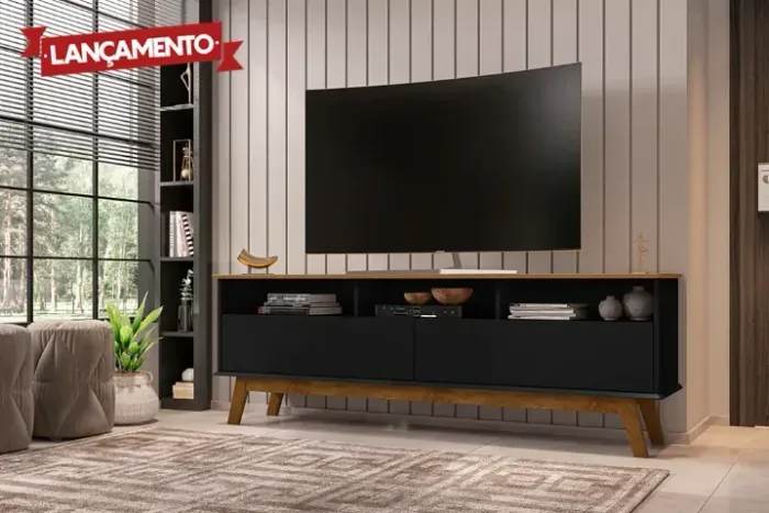 RACK ELEGANT (1.80M) BECHARA CINAMOMO / PRETO FOSCO - APROVEITE O LANÇAMENTO !